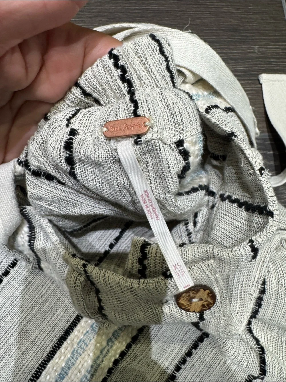 Free People Cream and Black Striped Halter Wide-Leg Jumpsuit